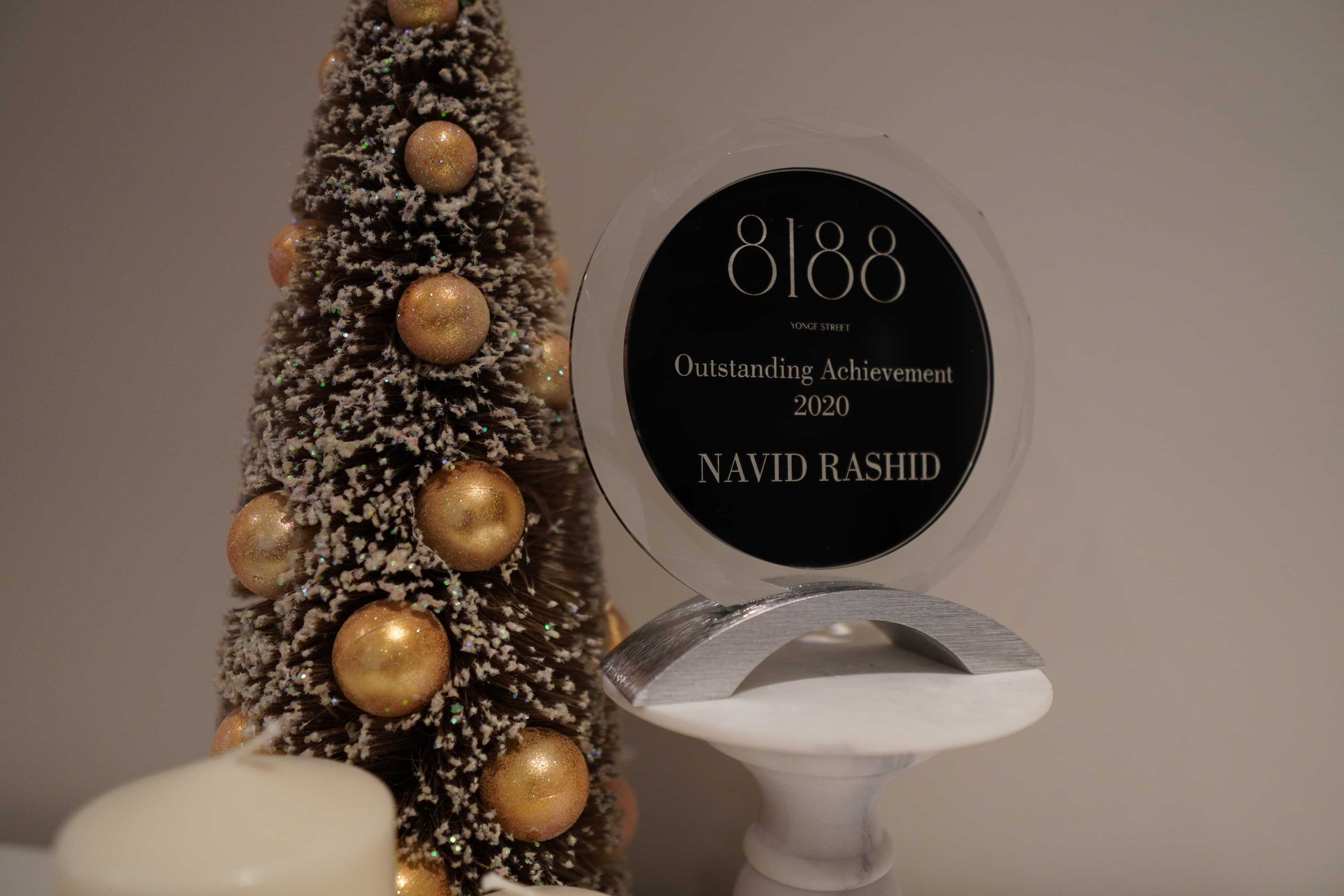 Outstanding Achievement award for Navid Rashid at 8188 Yonge Street, 2020