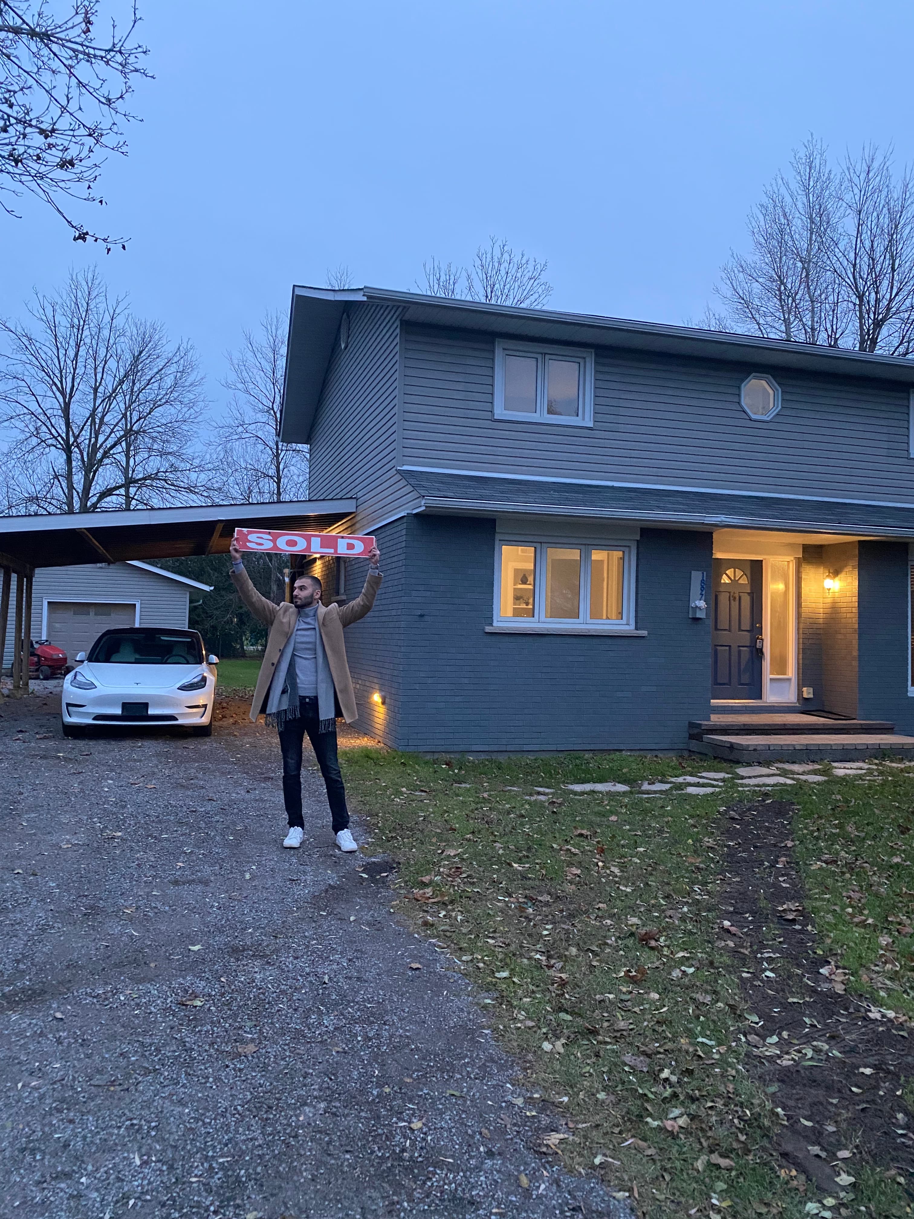 Sold house closing at dusk