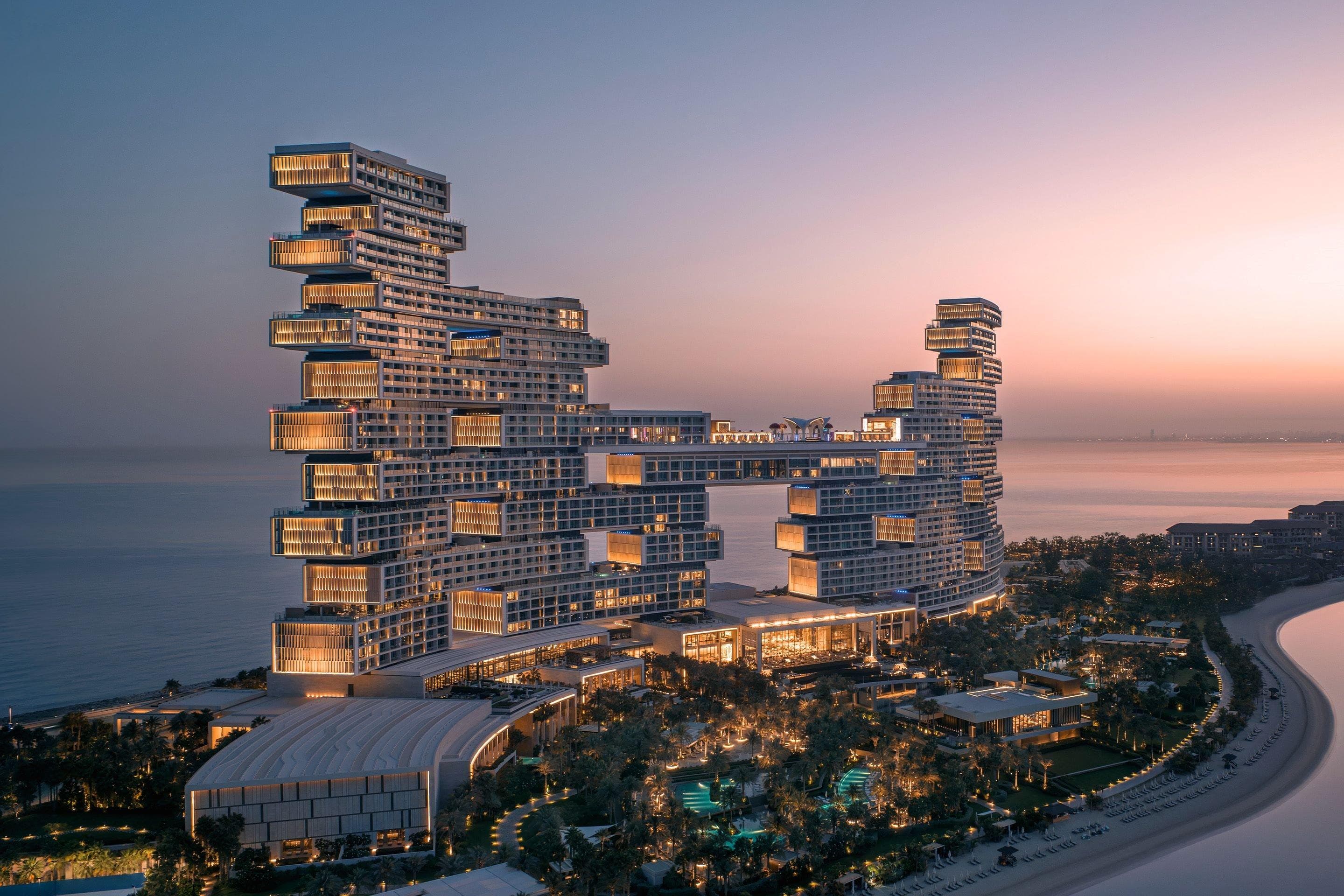 Atlantis The Royal on the Palm Jumeirah at dusk